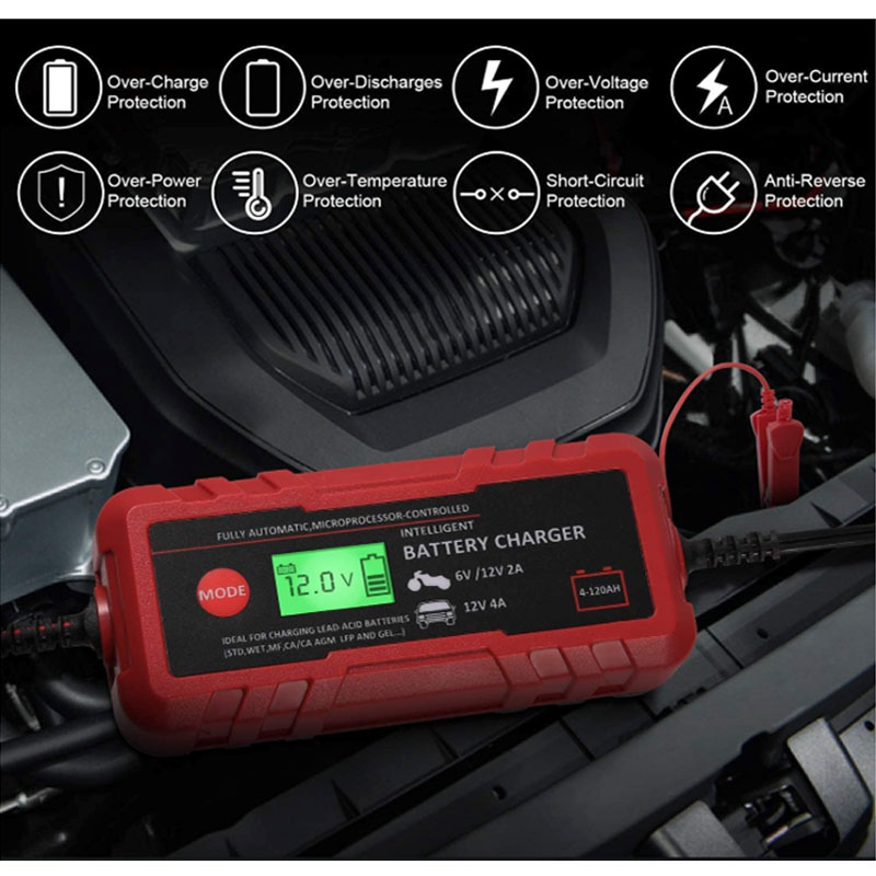 Car Battery Charger with LCD Screen